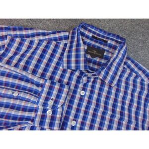 Rodd & Gunn Shirt Mens Large Sports Fit Blue Plaid Long Sleeve Button Up